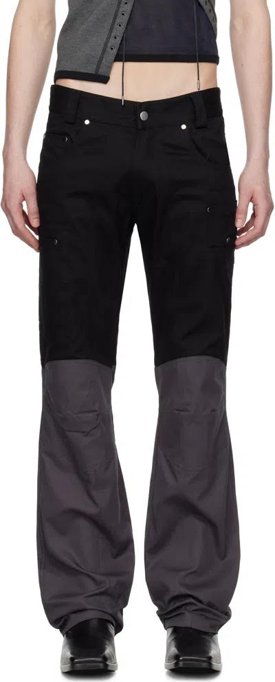 Gmbh Black & Gray Wolfgang Trousers In Black/dark Grey