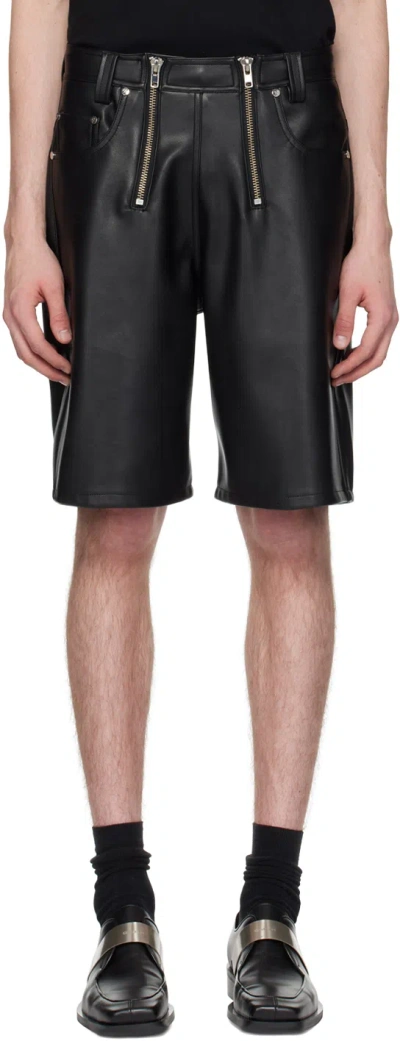 Gmbh Black Zoran Faux-leather Shorts