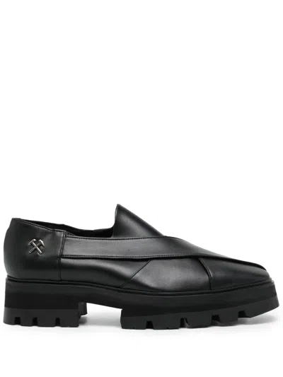 Gmbh Black Chunky Chapal Loafers In Black Apple Pam