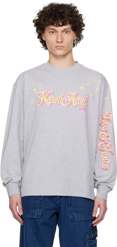 Gmbh Gray 'kanak Attak' Long Sleeve T-shirt In Grey Melange