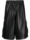 Gmbh Black Bermuda Faux-leather Shorts In Black
