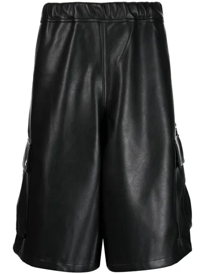 Gmbh Black Bermuda Faux-leather Shorts