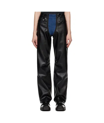 Gmbh Lata Faux-leather Denim Jeans In Black