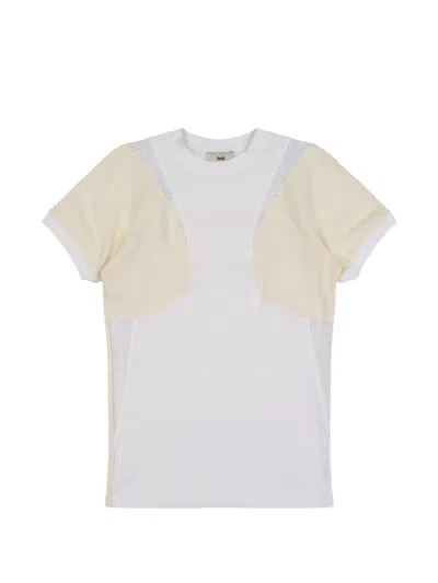 Gmbh Patchwork Mesh-insert T-shirt In White