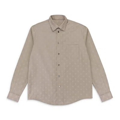 Gmbh Pointed Collar In Hammer Jacquard Beige Button-down Shirt In White
