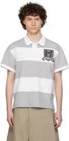 Gmbh White & Gray Paneled Polo In White/grey