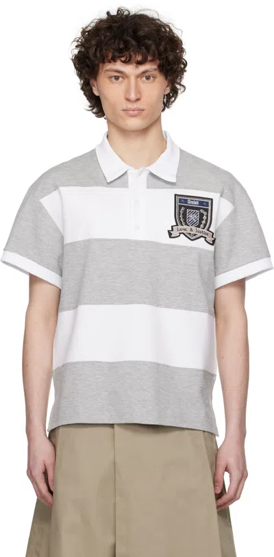 Gmbh White & Gray Paneled Polo In White/grey
