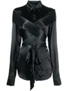 Gmbh Wraparound-strap Satin Shirt In Black