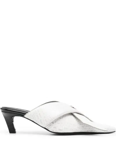 Gmbh Zina 60mm Croc-embossed Mules In White