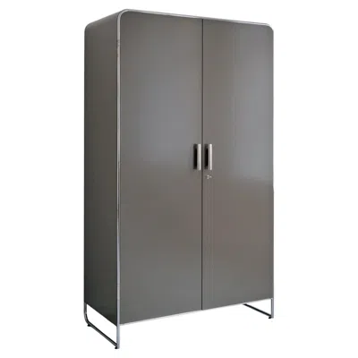 Pre-owned Gmd Berlin Modernist Chrome Plated Steel Wardrobe, Lacquered And Veneered Wood, Bespoke In Brown