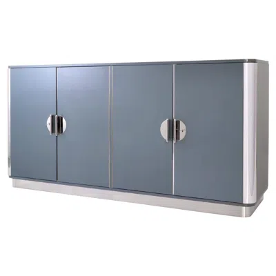 Pre-owned Gmd Berlin Modernist Four-door Sideboard, Chrome Plated Metal, Glossy Lacquer, Customizable In Brown