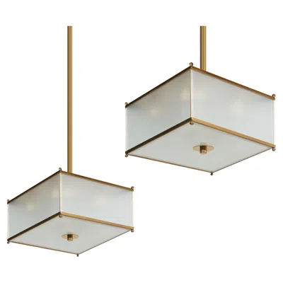 Pre-owned Gmd Berlin Modernist Rectangular Pendant Light, Polished Brass And Opal Glass, Customizable In Transparent