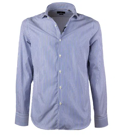 Gmf 965 Blue White Striped Shirt In Purple