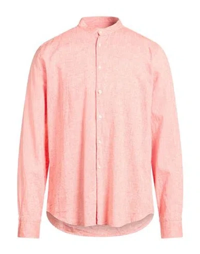 Gmf 965 Man Shirt Apricot Size 17 Linen, Cotton In Pink