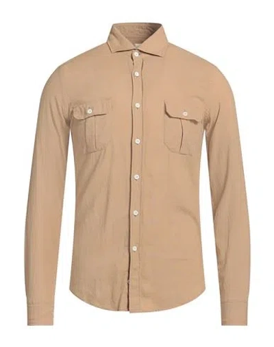 Gmf 965 Man Shirt Beige Size 17 Linen, Cotton In Multi