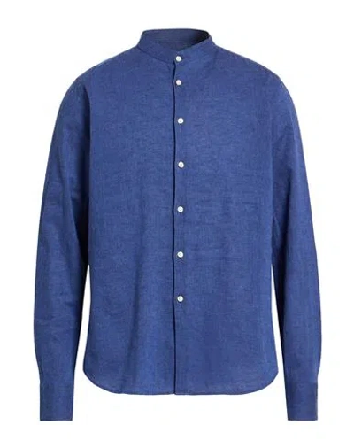 Gmf 965 Man Shirt Blue Size 16 ½ Linen, Cotton