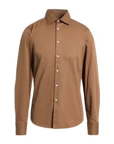 Gmf 965 Man Shirt Brown Size 16 Cotton