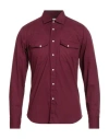 Gmf 965 Man Shirt Burgundy Size 15 ¾ Cotton In Red