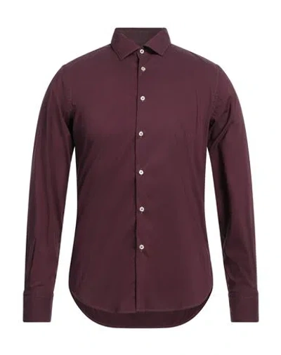 Gmf 965 Man Shirt Plum Size 15 ½ Cotton, Polyamide, Elastane In Purple