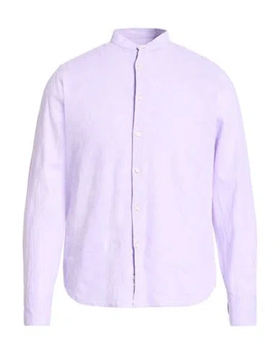 Gmf 965 Man Shirt Lilac Size 15 ½ Linen, Cotton In Multi