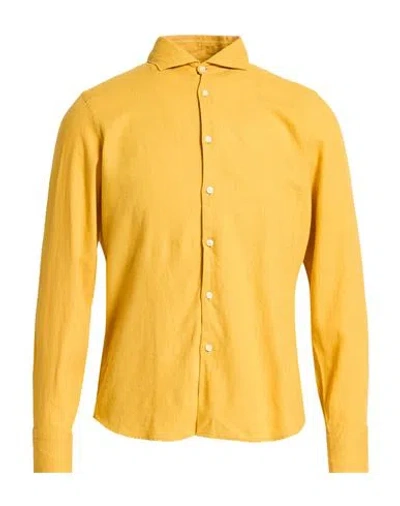 Gmf 965 Man Shirt Marigold Size 17 Linen, Viscose In Yellow