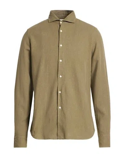 Gmf 965 Man Shirt Military Green Size 15 ½ Linen, Viscose