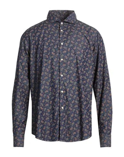 Gmf 965 Man Shirt Navy Size 17 Cotton In Black