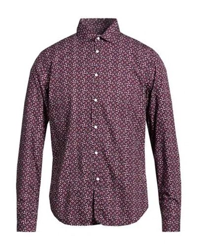 Gmf 965 Man Shirt Navy Size 17 ½ Cotton In Burgundy