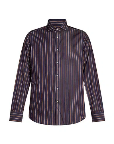 Gmf 965 Man Shirt Navy Size 17 Cotton In Blue