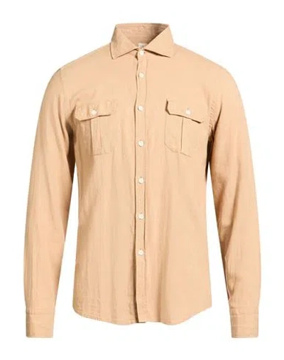 Gmf 965 Man Shirt Sand Size 16 Linen, Viscose In Brown