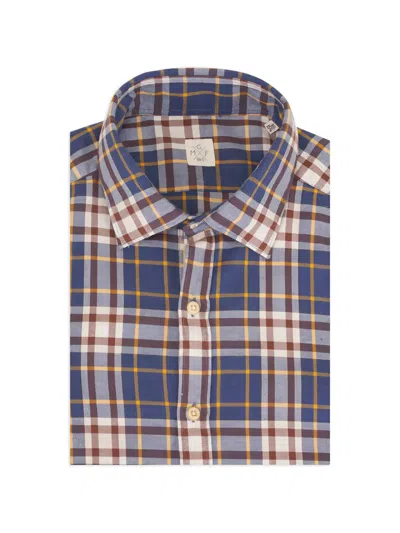 Gmf965 Plaid Buttoned Shirt In Blue