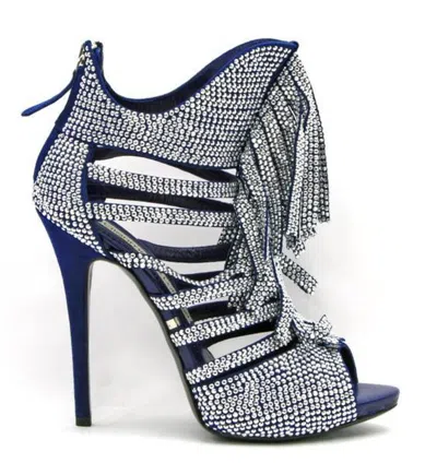 Pre-owned Gml Lorenzi Gianni Renzi/ Crystal Fringe Sandal In Blue