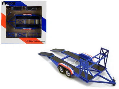 Gmp Tandem Car Trailer With Tire Rack Blue "mopar" For 1/43 Scale Model Cars By