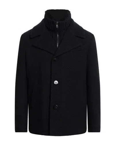 Gms-75 Man Coat Midnight Blue Size L Wool, Polyamide, Acrylic, Polyester, Shearling In Black
