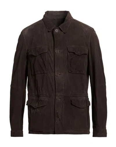 Gms-75 Man Shirt Dark Brown Size L Leather