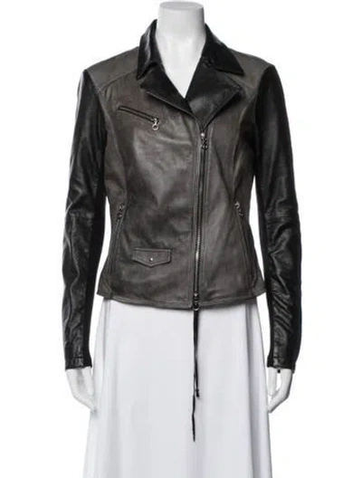 Pre-owned Gms-75 Leather Biker Jacket In Black