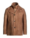 Gms-75 Man Coat Camel Size L Wool, Polyamide, Acetate, Polyester, Mohair Wool In Brown