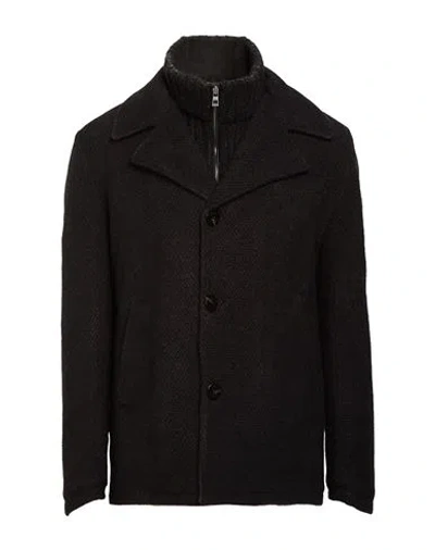 Gms-75 Man Coat Dark Brown Size Xl Wool, Polyamide, Acetate, Polyester, Mohair Wool In Black
