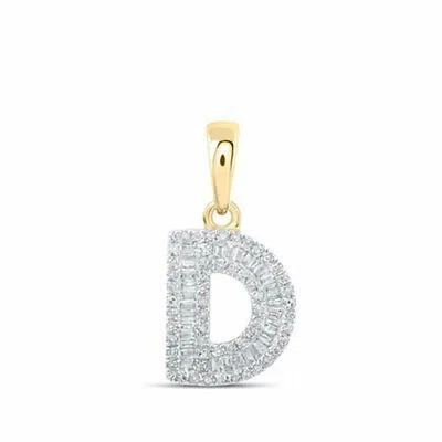 Pre-owned Gnd Atlanta 10k Yellow Gold Baguette Diamond Initial D Alphabet Pendant Letter Charm 1/3 Ctw In White
