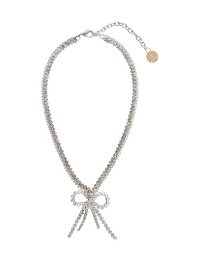 GNECCHI SILVIA THE BOW NECKLACE WITH CRYSTALL KNOT,THEBOW.014 SILVER