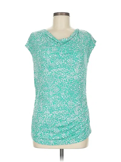 Pre-owned Gnw Short Sleeve Top Teal Scoop Neck Tops In Blue
