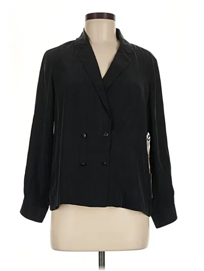 Go By Go Silk 3/4 Sleeve Silk Top Black Open Neckline Tops