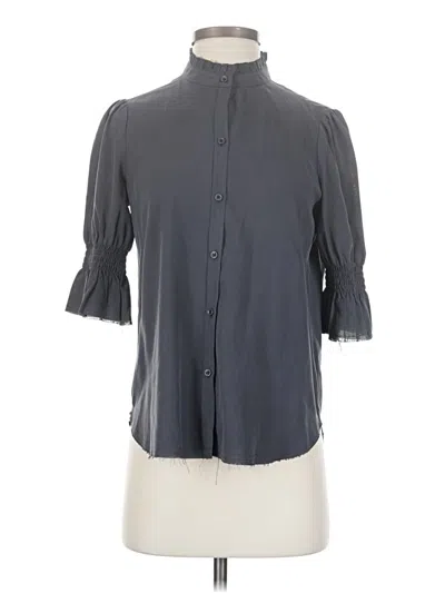 Pre-owned Go By Go Silk 3/4 Sleeve Silk Top Gray Mock Neckline Tops