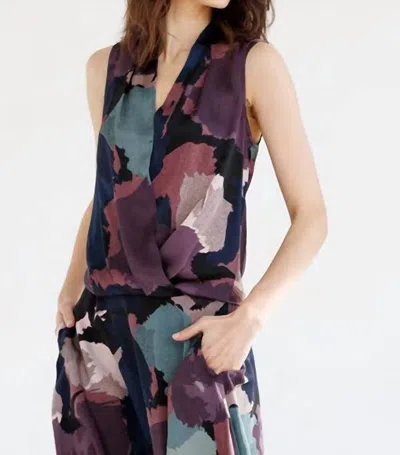 Go By Go Silk Boho Surplice Top In Puzzling Ink In Multi