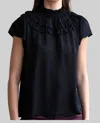 Go By Go Silk Brunch Date Top In Washed Black In Black