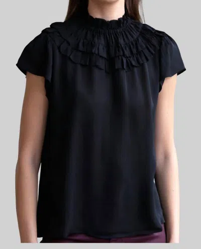 Go By Go Silk Brunch Date Top In Washed Black