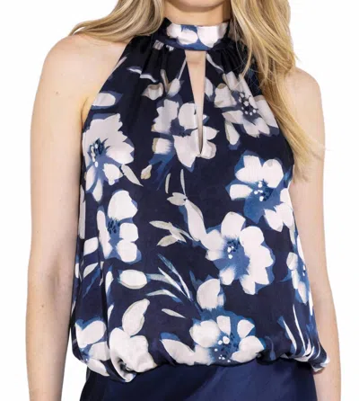 Go By Go Silk Bubble Printed Silk Blouse In Fair Winds Floral In Blue