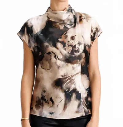 Go By Go Silk Call Me A Cowel Printed Top In Sahara Floral In Multi