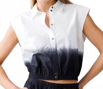 Go By Go Silk Cinch Collared Shirt In Dip Dye Black & White In Multi