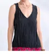 Go By Go Silk Crinkle Cut Tank Top In Black In Black